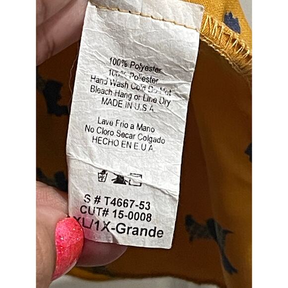 ModCloth Mustard Yellow Scottie Dog print blouse - Picture 6 of 8